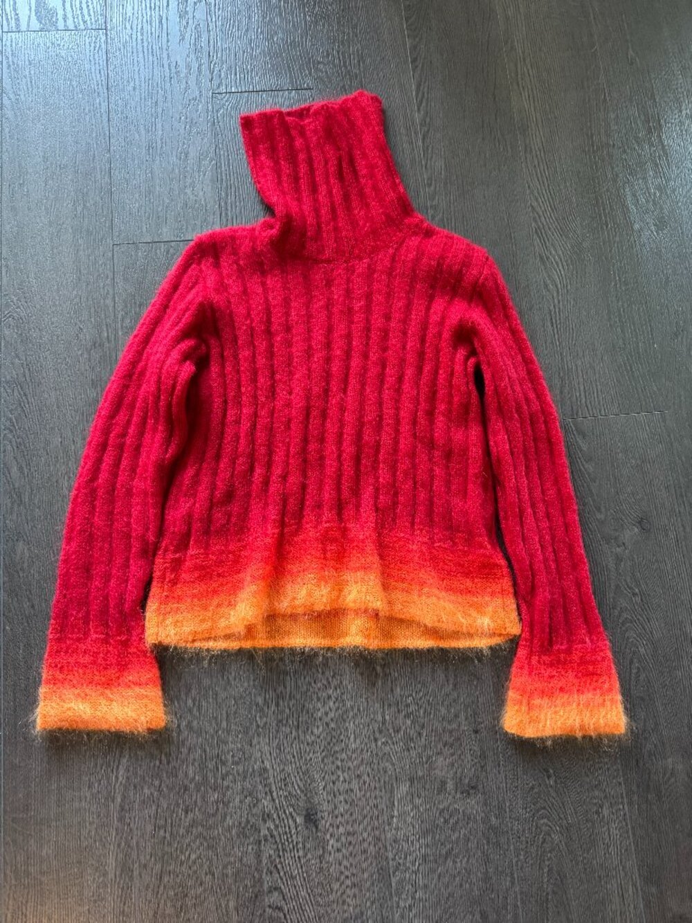 vintage 90s kenzo gradient red orange yellow sweater turtle neck size medium